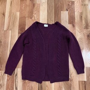 Burgundy open front knit cardigan size medium/large